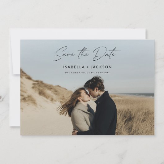 Boho日付の保存、ミニマル写真日付の保存 招待状 (正面)