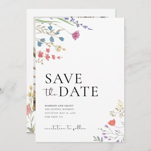 Boho日付の保存、写真の保存招待状 招待状 (正面/裏面)