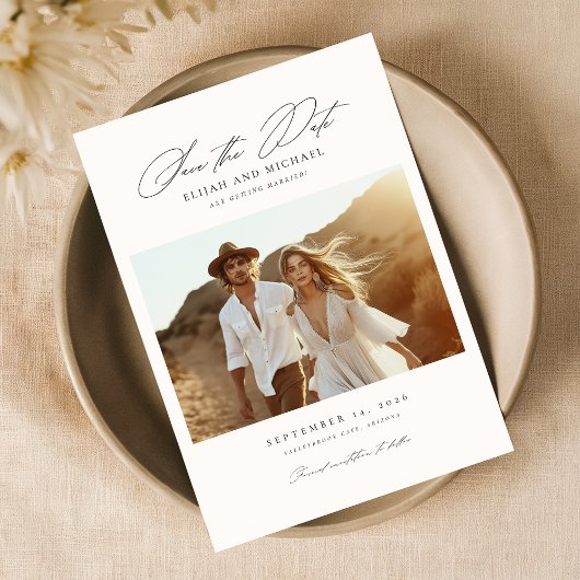 Boho日付の保存 | 写真エレガント日付の保存 招待状