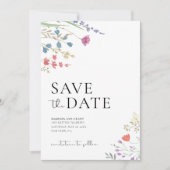 Boho日付を保存し、ワイルドフラワー日付を保存 招待状 (正面)