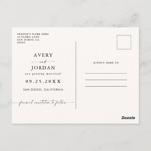 Boho日付を保存し、写真ミニマルな日付を保存 ポストカード (裏面)