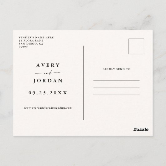 Boho日付を保存し、写真ミニマルな日付を保存 ポストカード (裏面)