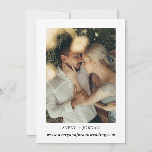 Boho日付を保存し、写真ミニマルな日付を保存 招待状 (裏面)