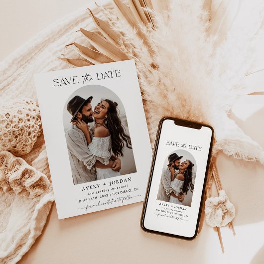 Boho日付を保存し、写真ミニマルな日付を保存 招待状