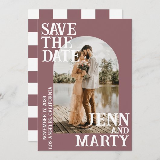 Boho日付を保存し、写真ミニマルな日付を保存 招待状 (正面/裏面)