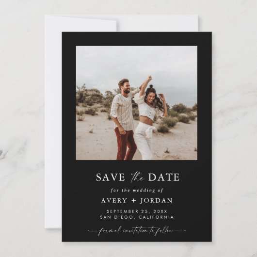 Boho日付を保存し、写真ミニマルな日付を保存 招待状 (正面)