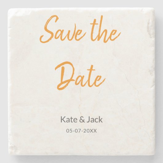 boho日付モダンを保存するQR名を追加する日付オレンジ ストーンコースター (正面)