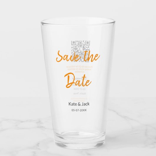 boho日付モダンを保存するQR名を追加する日付オレンジ タンブラーグラス (正面)