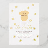 Boho日弟光沢のある日照赤ちゃんシャワー 箔招待状 (正面)