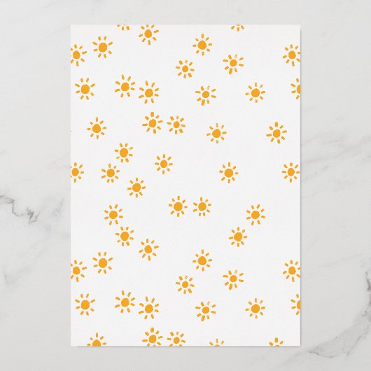 Boho日弟光沢のある日照赤ちゃんシャワー 箔招待状 (裏面)