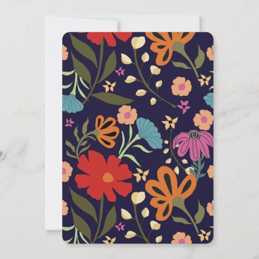 Boho明るいカラフルフローラ結婚式の日付を保存 招待状 (裏面)