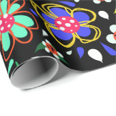 Boho明るい花オンブラックエディ大事な行事 ラッピングペーパー (ロールコーナー)