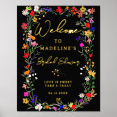 boho明モダンるい野生の花ブライダル歓迎 箔ポスター (正面)