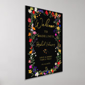 boho明モダンるい野生の花ブライダル歓迎 箔ポスター (レイダウン)