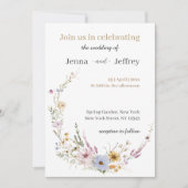 Boho春の花フォト結婚式招待状 招待状 (正面)