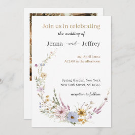 Boho春の花フォト結婚式招待状 招待状