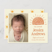 Boho晴れ出産発表カード（写真付） ポストカード (正面/裏面)