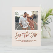 Boho書道モダンテラコッタ写真 セーブザデート (スタンド正面)