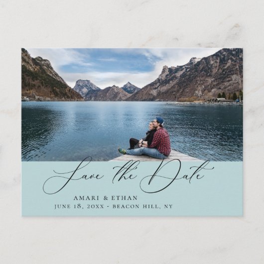 Boho書道モダン写真Save the Date 案内ポストカード (正面)