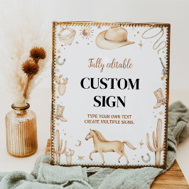 Boho最初のロデオ誕生日パーティーテーブルサイン ポスター