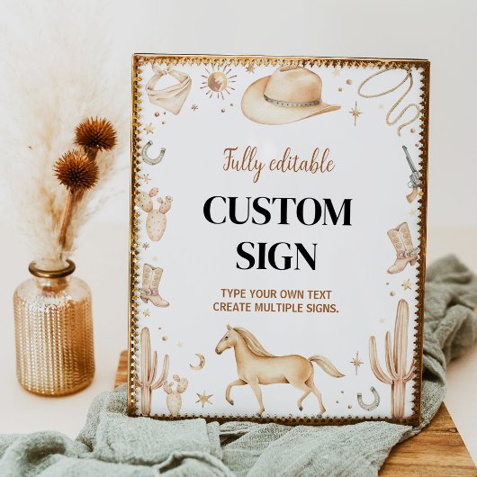Boho最初のロデオ誕生日パーティーテーブルサイン ポスター