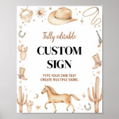 Boho最初のロデオ誕生日パーティーテーブルサイン ポスター (正面)