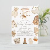 Boho服子供部屋ジェンダー中立ベイビーシャワー 招待状 (スタンド正面)