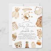 Boho服子供部屋ジェンダー中立ベイビーシャワー 招待状 (正面)