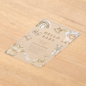 Boho服子供部屋ベビーシャワー アクリル招待状 (レイダウン)