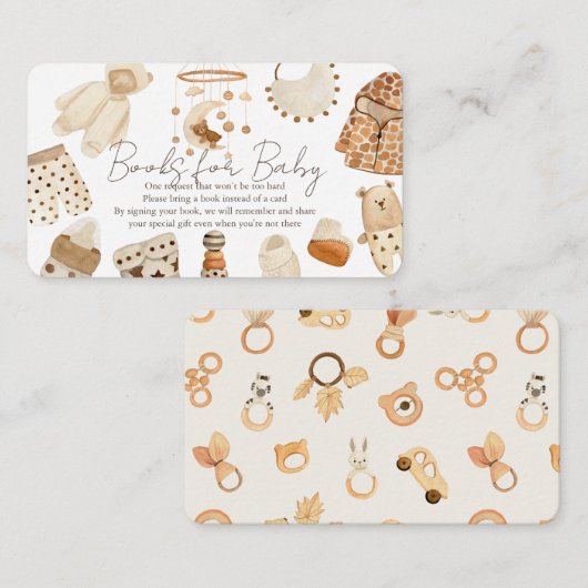 Boho服子供部屋赤ちゃんシャワー書要求 エンクロージャーカード (正面/裏面)