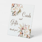 Boho柔らかい色のバラ/白い花カード&ギフト 台座サイン (正面)