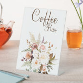 Boho柔らかい色のバラ/白い花コーヒーバー 台座サイン (インサイチュ)
