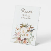 Boho柔らかい色のバラ/白い花 台座サイン (正面)