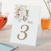 Boho柔らかい色のバラ/白い花 台座サイン (インサイチュ)