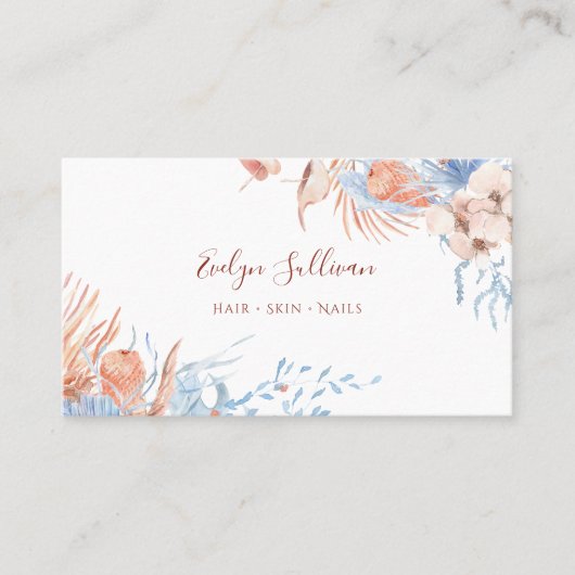 Boho桃と青の名刺 名刺 (正面)