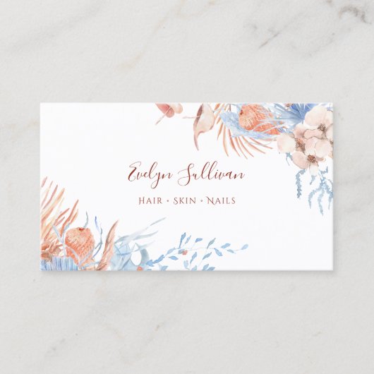 Boho桃と青の名刺 名刺 (正面)