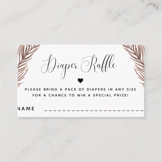 Boho植物ハート夏の赤ちゃんシャワーおむつラッフル エンクロージャーカード (正面)