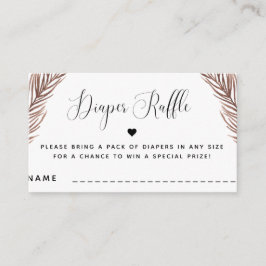 Boho植物ハート夏の赤ちゃんシャワーおむつラッフル エンクロージャーカード