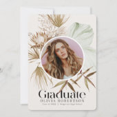 Boho植物写真卒業のお知らせ 招待状 (正面)