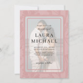 Boho植物性ほこりっぽいバラフレーム結婚写真 招待状 (正面)