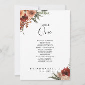 Boho植物秋テーブルNumber 1シーティングチャート 招待状 (裏面)