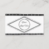 Boho模様ブラック&ホワイトフェミニンロゴ 名刺 (正面)