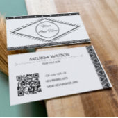 Boho模様ブラック&ホワイトフェミニンロゴ 名刺