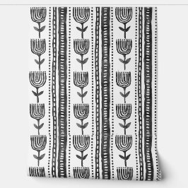 Boho民族壁紙 – 白黒ウォールデコール 壁紙