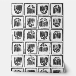 Boho民族壁紙 – 白黒ウォールデコール 壁紙