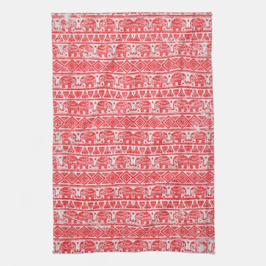 Boho民族象パターン キッチンタオル (縦)