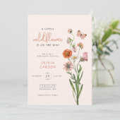 Boho水の色の小さなワイルドフラワー赤ちゃんシャワー 招待状 (スタンド正面)