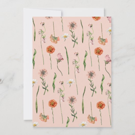 Boho水の色の小さなワイルドフラワー赤ちゃんシャワー 招待状 (裏面)