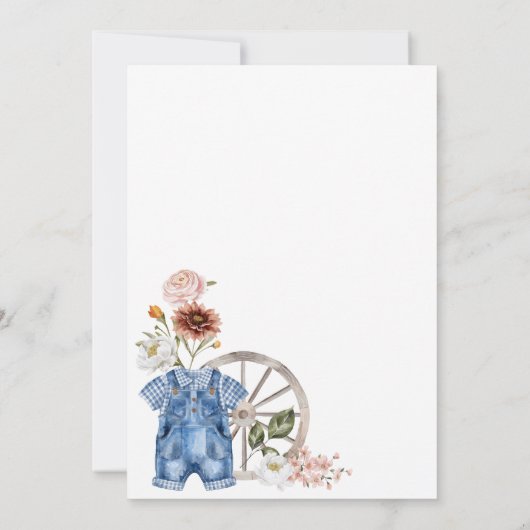 Boho水の色の西の小さなカウボーイ赤ちゃんシャワー 招待状 (裏面)