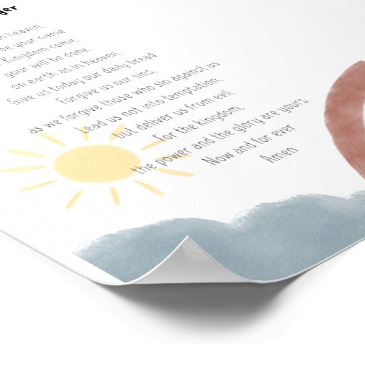 Boho水は主の祈りの言葉ポスター ポスター (角)